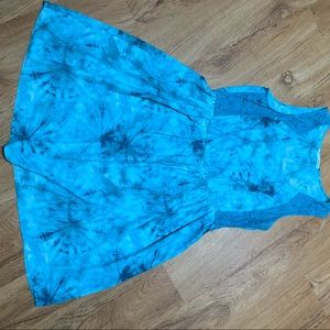 Teal tie dye lace dress